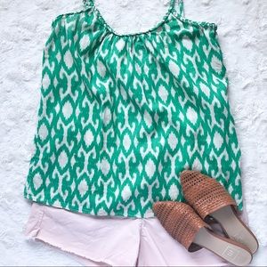{Gap} Green Linen Braided Tank